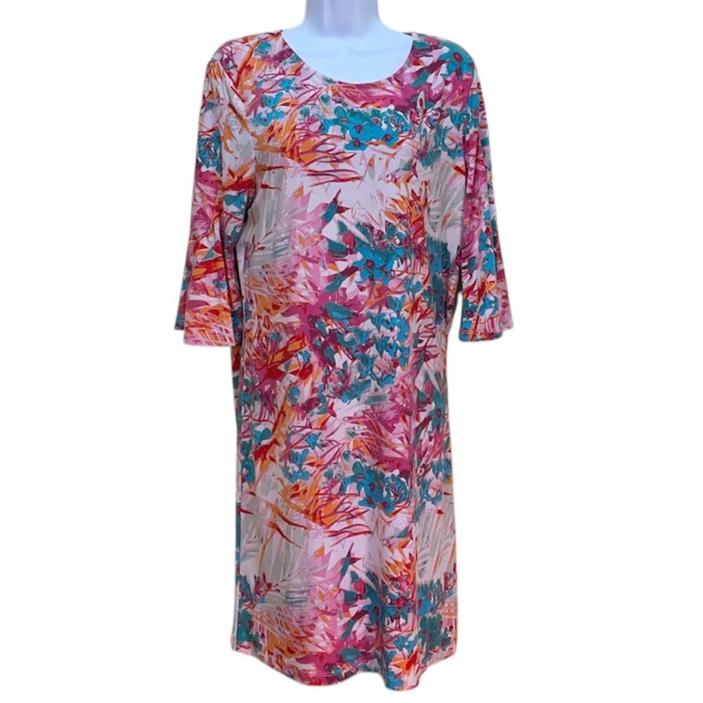 Alexander + Oak Stretch Jersey 3/4 Bell Sleeve Sheath Dress Size‎ Large